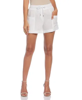 Petite Seamed Linen Drawstring Short