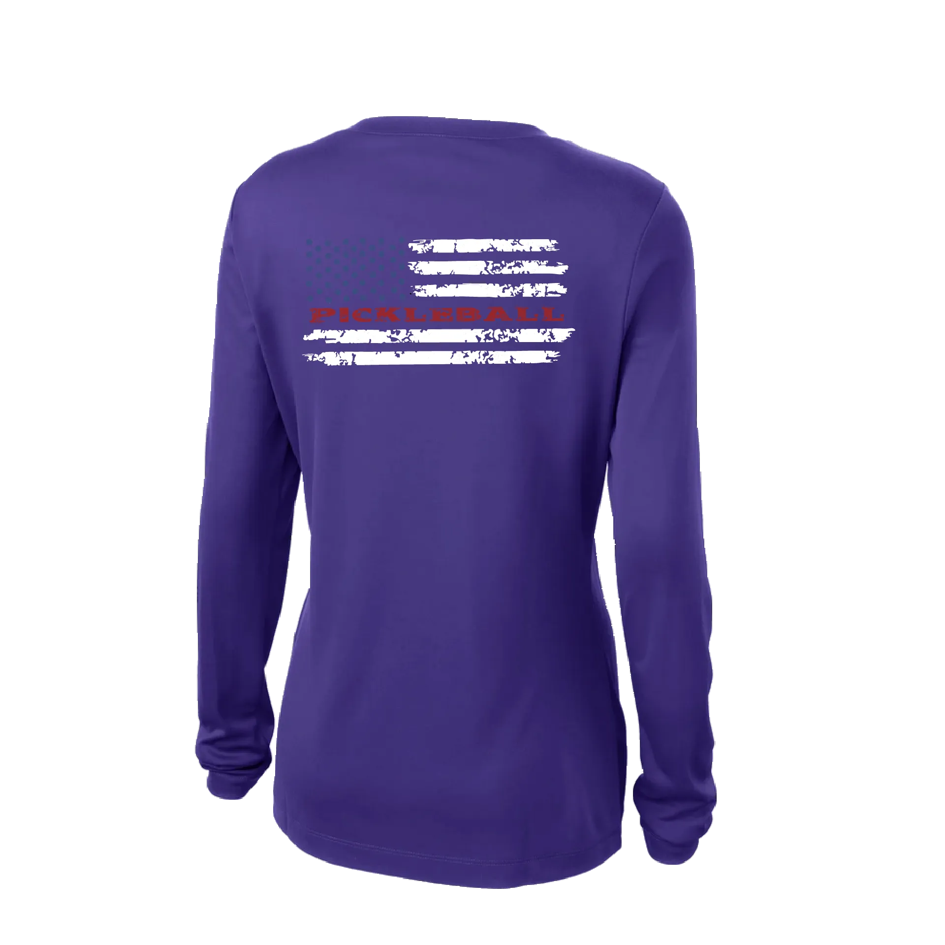 Pickleball Flag Horizontal (Customizable) | Women's Long Sleeve V-Neck Pickleball Shirts | 100% Polyester