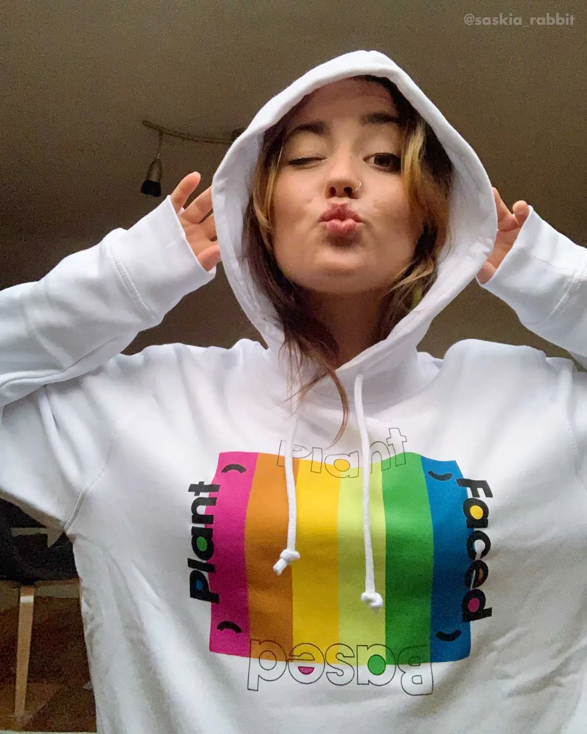 Plant Based Rainbow Hoodie - White