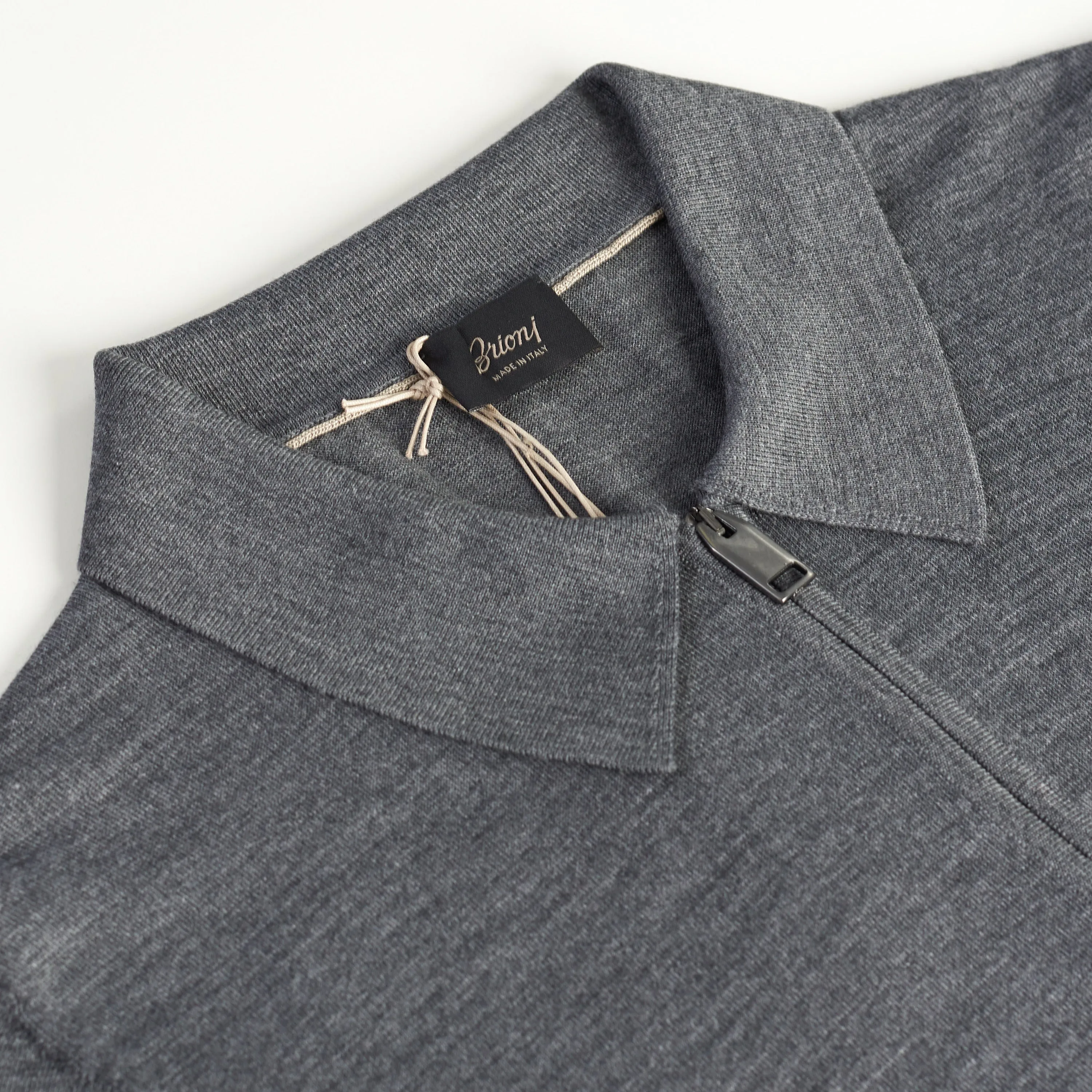 Polo Sweater With Metal Zip In Gray Wool