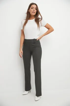 Pull-on Bootcut Trousers with Belt Loops & Tummy Control