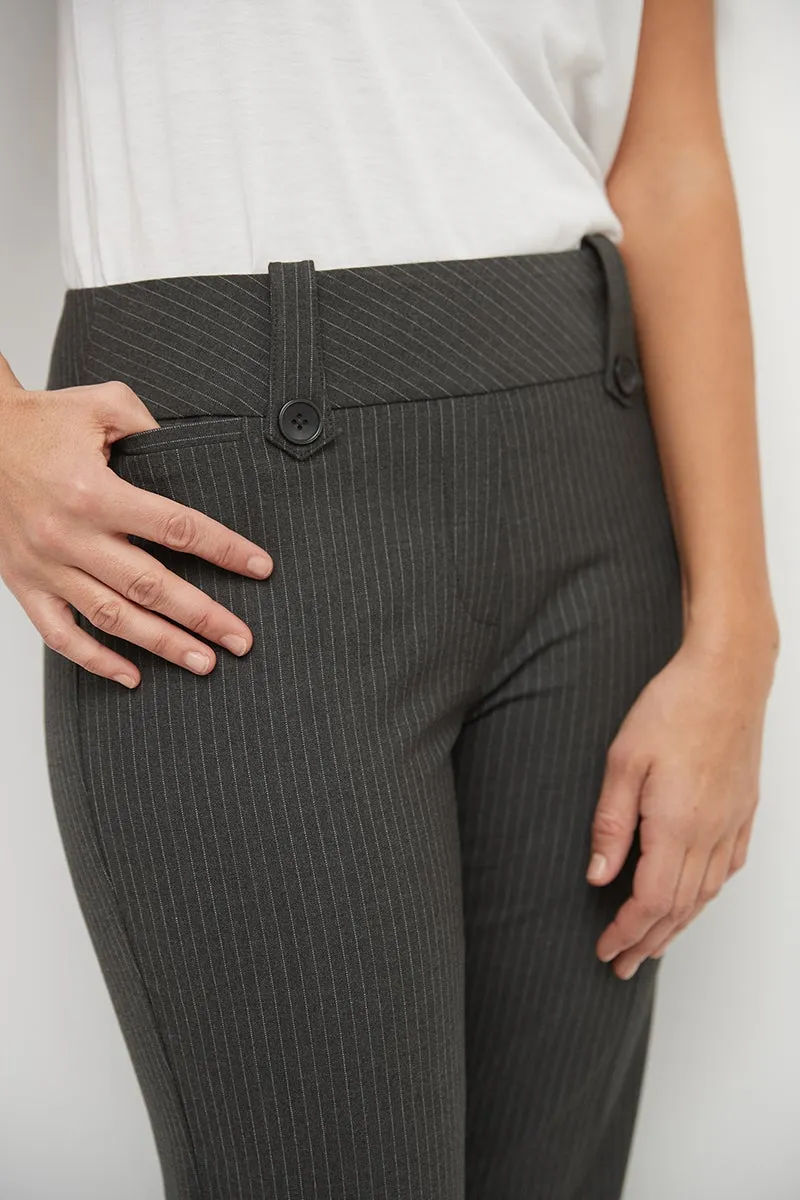 Pull-on Bootcut Trousers with Belt Loops & Tummy Control