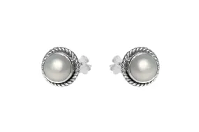 Silver Tali Pearl Stud Earrings