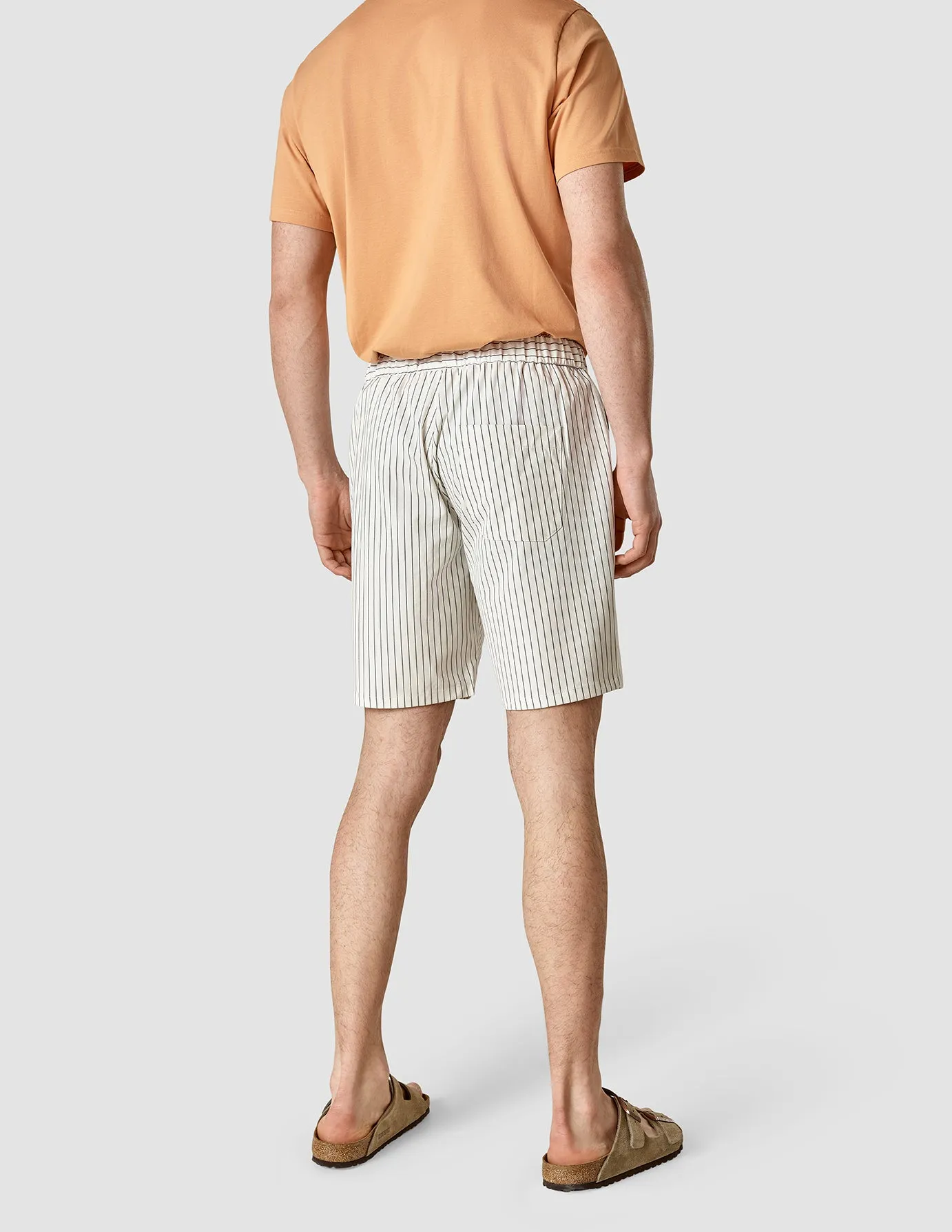 Tech Linen Elastic Shorts Navy Pinstripe