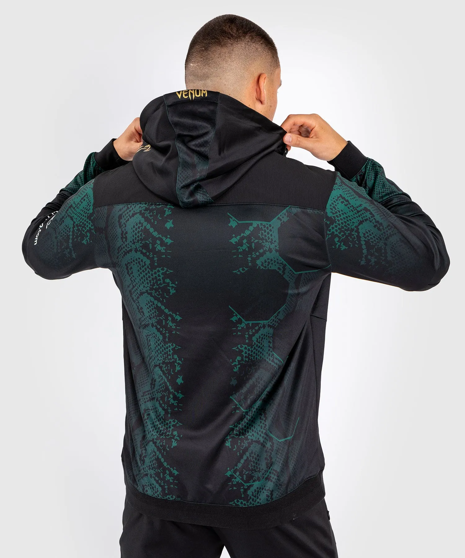 UFC Adrenaline by Venum Personalized Authentic Fight Night Men’s Walkout Hoodie - Emerald Edition - Green/Black/Gold