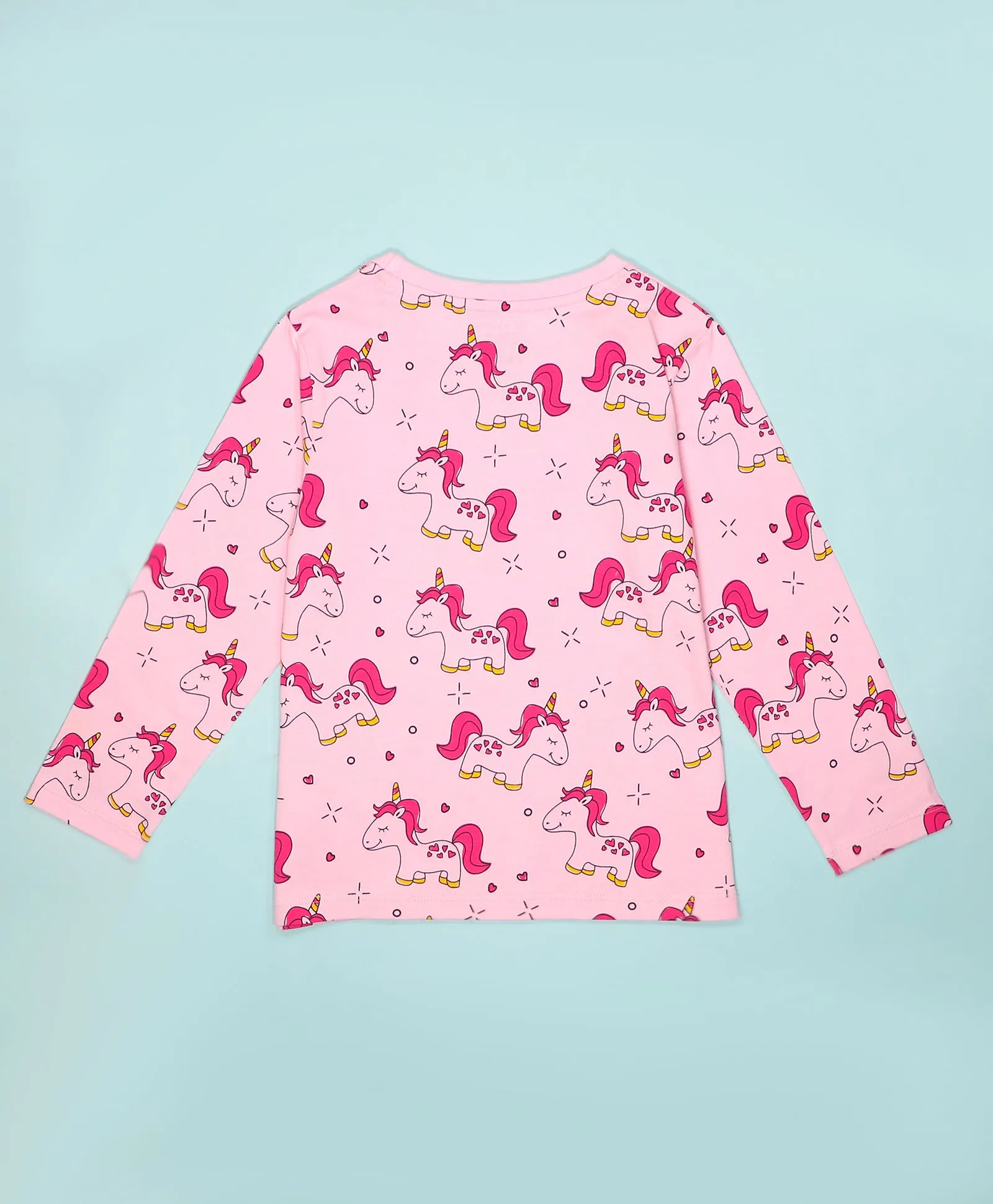 Unicorn Pattern Full Sleeves T-Shirt & Pajama Set