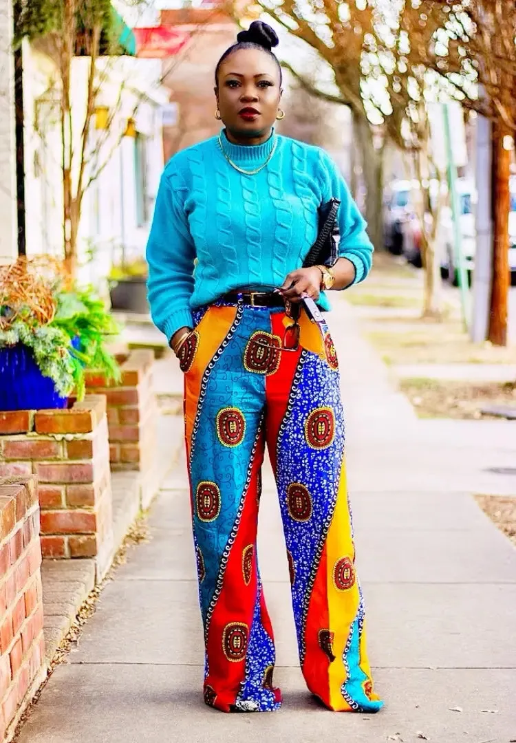 Vibrant Bazin and Ankara Print | Pants