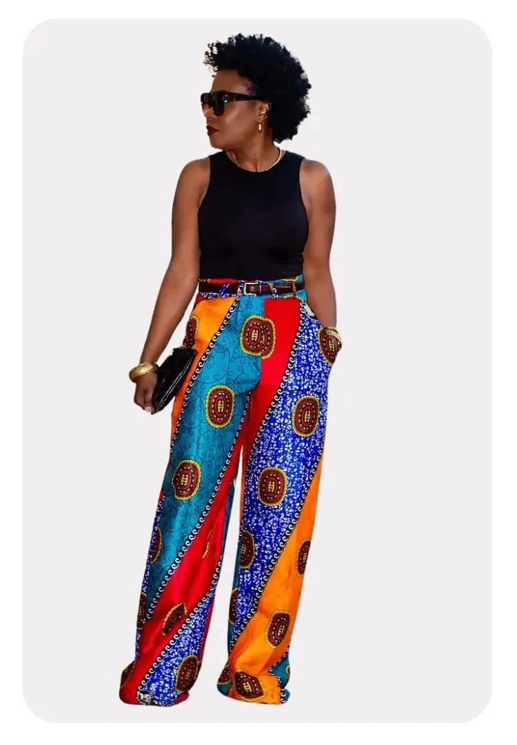 Vibrant Bazin and Ankara Print | Pants