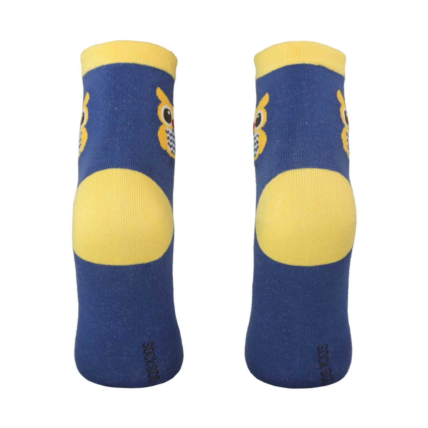 Women's Owl Design Crew Socks - Navy